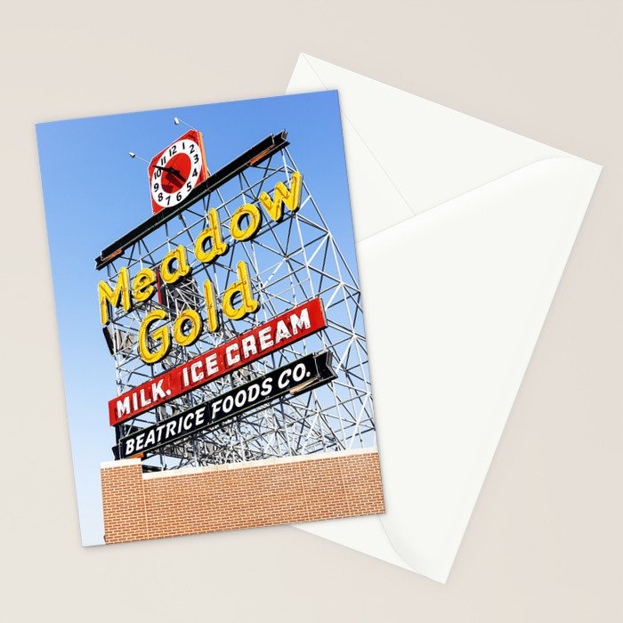 Tulsa Oklahoma Photography x Meadow Gold Vintage Neon Sign Route 66 Stationery Card Gallery Image 2