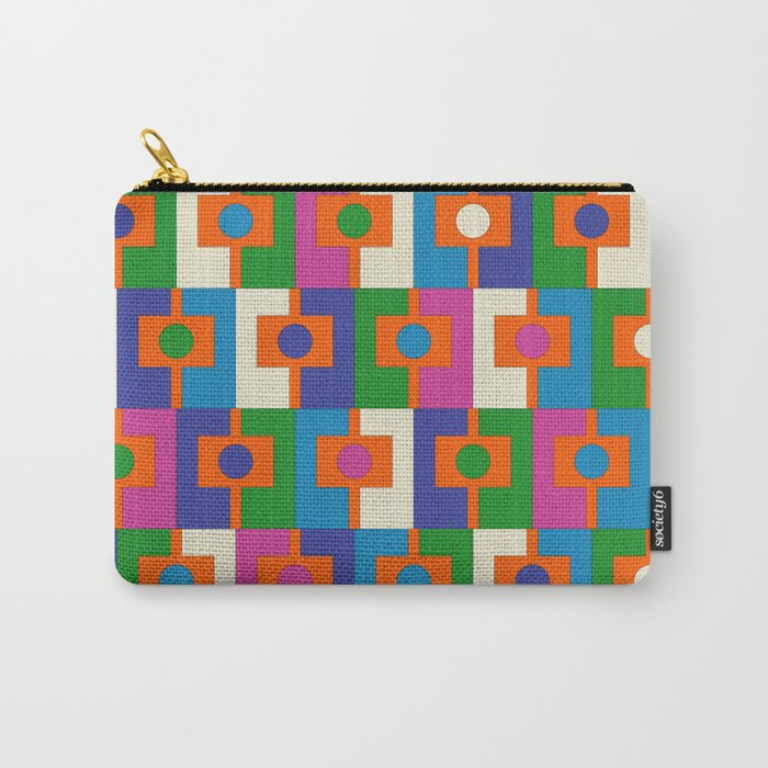 Colorful Retro Geometric Rektangel Vibrant Pop Pattern Carry All Pouch Gallery Image 1