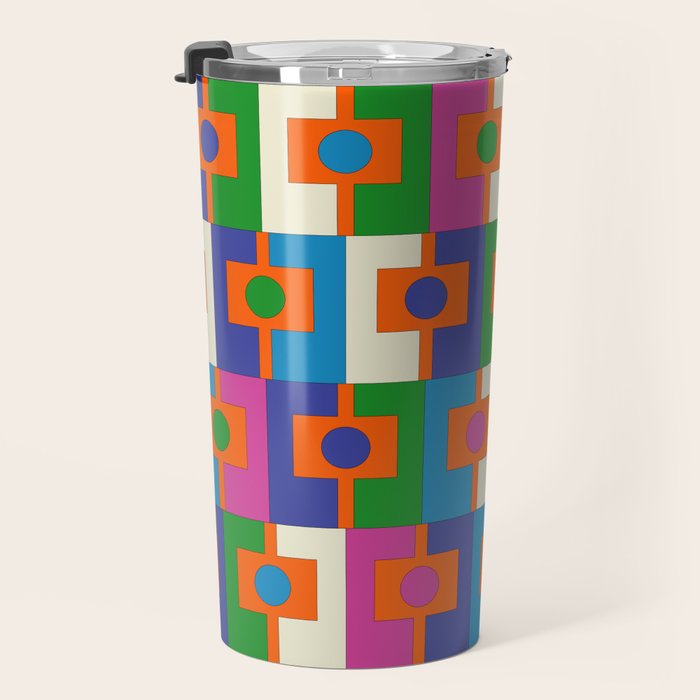 Colorful Retro Geometric Rektangel Vibrant Pop Pattern Travel Mug Gallery Image 3