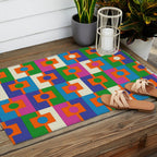 Colorful Retro Geometric Rektangel Vibrant Pop Pattern Outdoor Rug Gallery Image 2