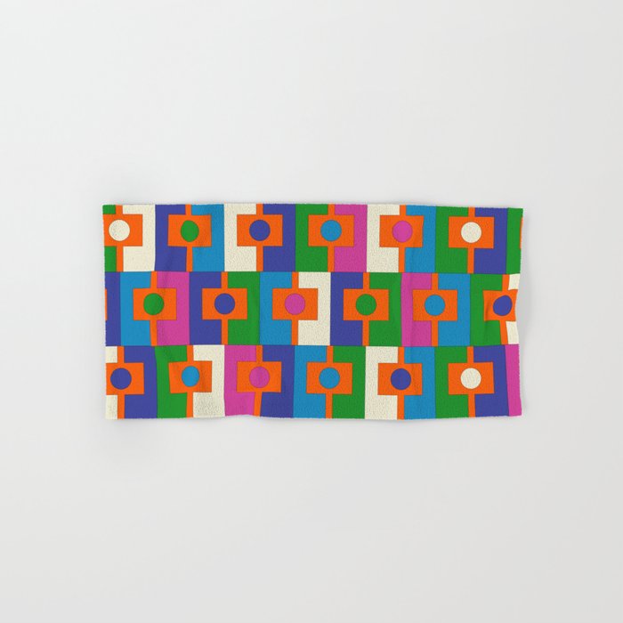 Colorful Retro Geometric Rektangel Vibrant Pop Pattern Bath Towel Gallery Image 1