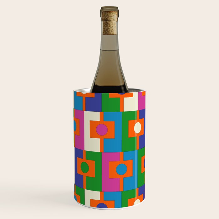 Colorful Retro Geometric Rektangel Vibrant Pop Pattern Wine Chiller Gallery Image 3
