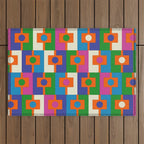 Colorful Retro Geometric Rektangel Vibrant Pop Pattern Outdoor Rug Gallery Image 1