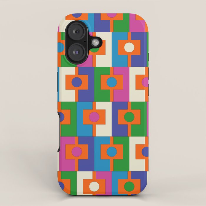 Colorful Retro Geometric Rektangel Vibrant Pop Pattern iPhone Case Gallery Image 1