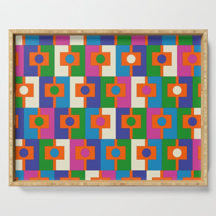 Colorful Retro Geometric Rektangel Vibrant Pop Pattern Serving Tray Gallery Image 1