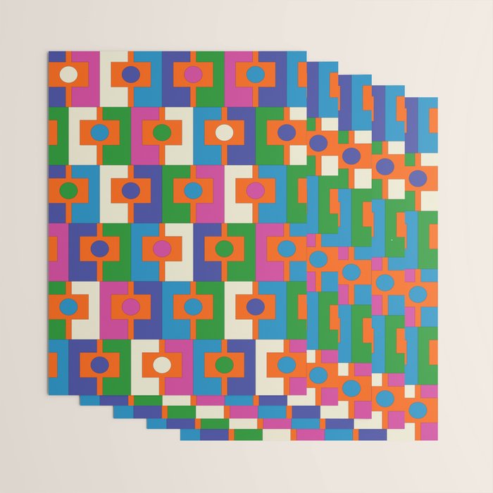 Colorful Retro Geometric Rektangel Vibrant Pop Pattern Wrapping Paper Gallery Image 3