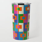 Colorful Retro Geometric Rektangel Vibrant Pop Pattern Travel Mug Gallery Image 1
