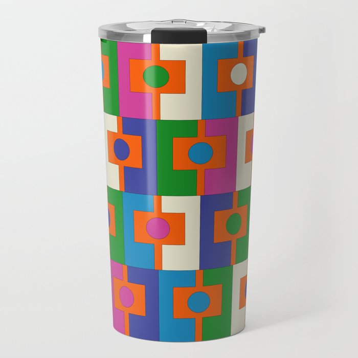 Colorful Retro Geometric Rektangel Vibrant Pop Pattern Travel Mug Gallery Image 1