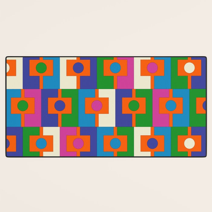 Colorful Retro Geometric Rektangel Vibrant Pop Pattern Desk Mat Gallery Image 3