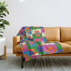 Colorful Retro Geometric Rektangel Vibrant Pop Pattern Throw Blanket Gallery Image 1