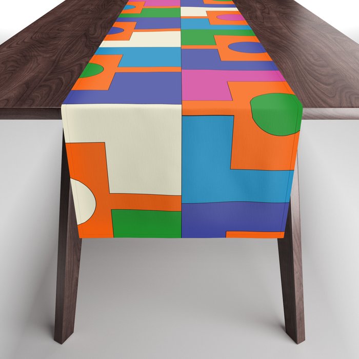 Colorful Retro Geometric Rektangel Vibrant Pop Pattern Table Runner Gallery Image 1