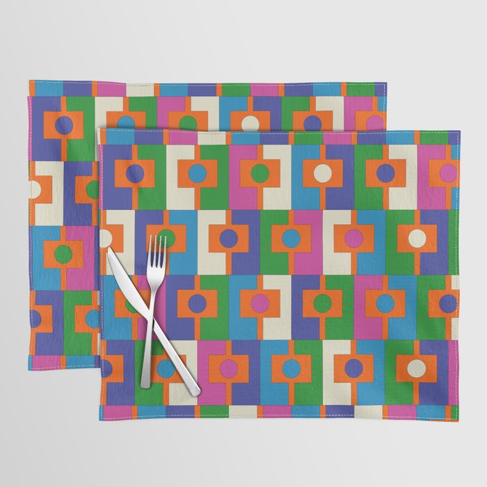 Colorful Retro Geometric Rektangel Vibrant Pop Pattern Placemat Gallery Image 1