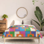 Colorful Retro Geometric Rektangel Vibrant Pop Pattern Comforter Gallery Image 3
