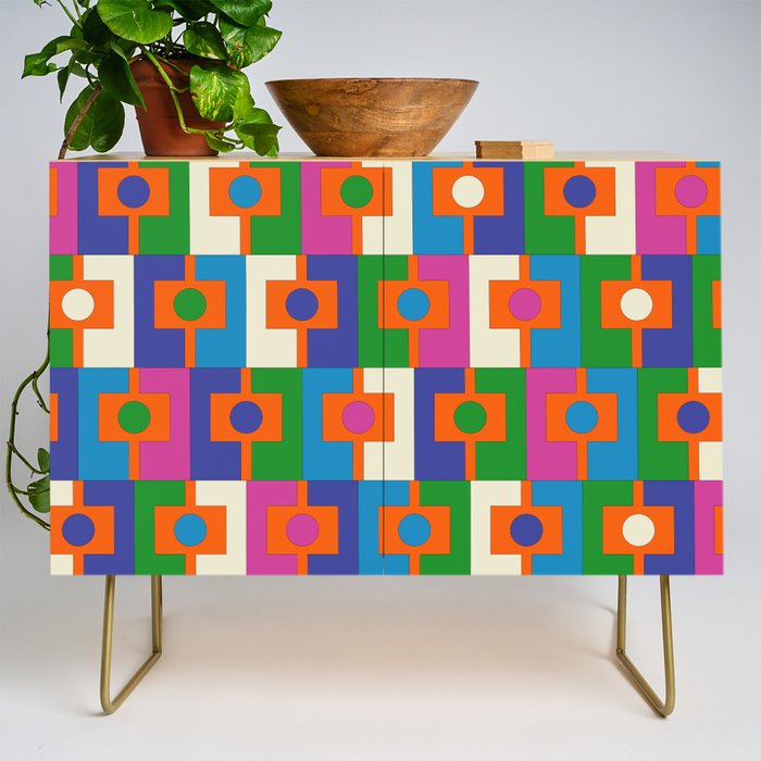 Colorful Retro Geometric Rektangel Vibrant Pop Pattern Credenza Gallery Image 1