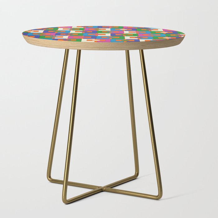 Colorful Retro Geometric Rektangel Vibrant Pop Pattern Side Table Gallery Image 1