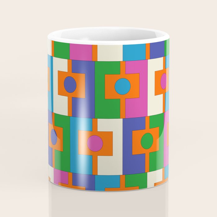 Colorful Retro Geometric Rektangel Vibrant Pop Pattern Coffee Mug Gallery Image 4