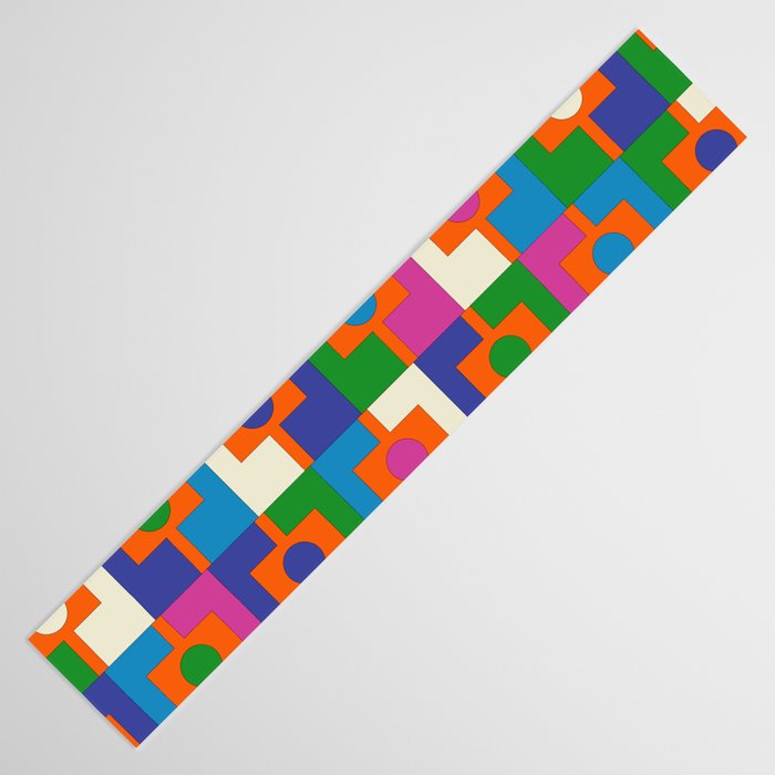 Colorful Retro Geometric Rektangel Vibrant Pop Pattern Table Runner Gallery Image 3
