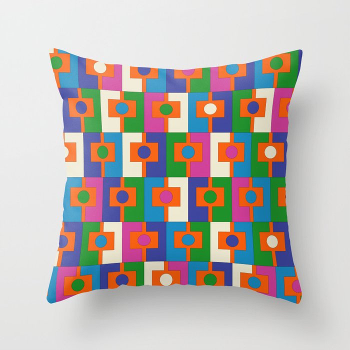 Colorful Retro Geometric Rektangel Vibrant Pop Pattern Throw Pillow Gallery Image 6