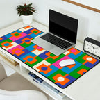 Colorful Retro Geometric Rektangel Vibrant Pop Pattern Desk Mat Gallery Image 2
