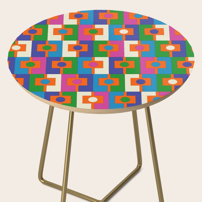 Colorful Retro Geometric Rektangel Vibrant Pop Pattern Side Table Gallery Image 2