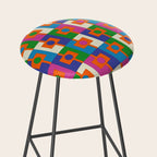 Colorful Retro Geometric Rektangel Vibrant Pop Pattern Stool Gallery Image 2