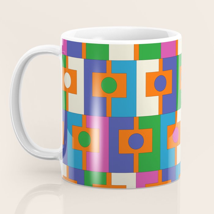 Colorful Retro Geometric Rektangel Vibrant Pop Pattern Coffee Mug Gallery Image 3