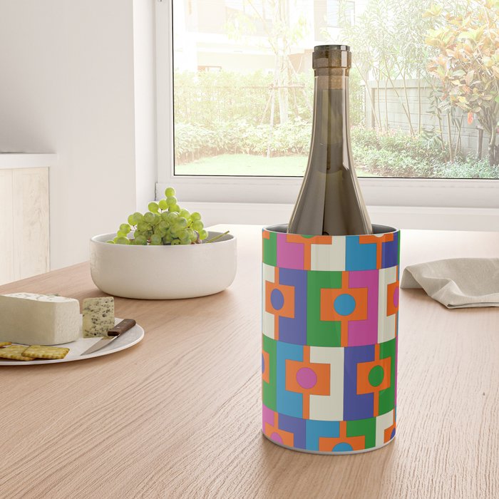 Colorful Retro Geometric Rektangel Vibrant Pop Pattern Wine Chiller Gallery Image 4