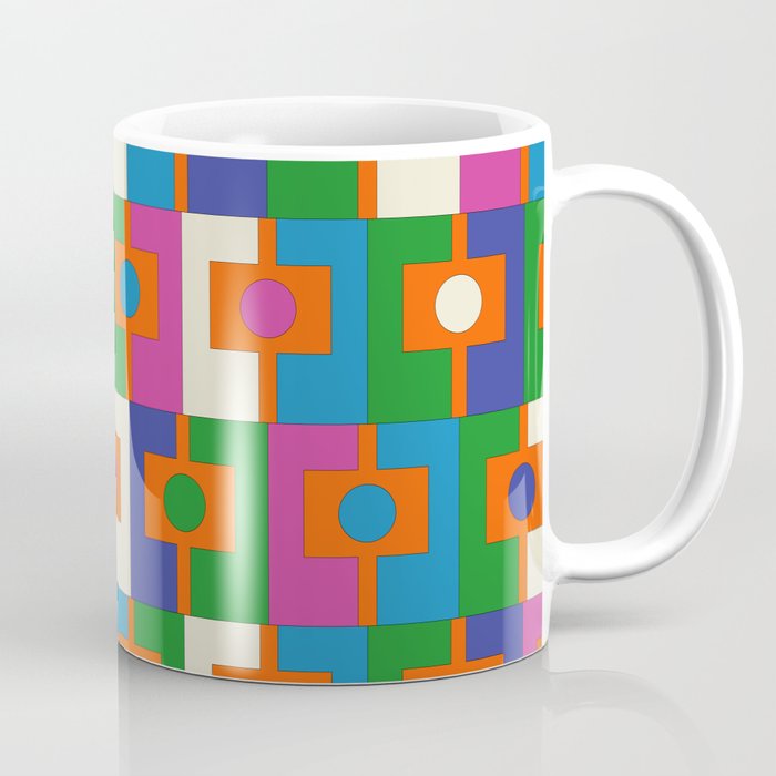 Colorful Retro Geometric Rektangel Vibrant Pop Pattern Coffee Mug Gallery Image 1