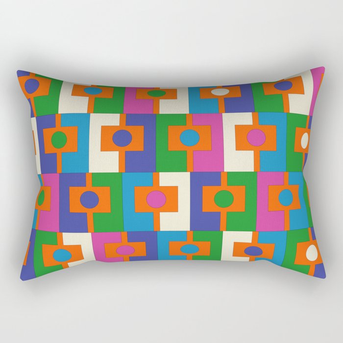 Colorful Retro Geometric Rektangel Vibrant Pop Pattern Rectangular Pillow Gallery Image 1