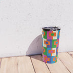 Colorful Retro Geometric Rektangel Vibrant Pop Pattern Travel Mug Gallery Image 4