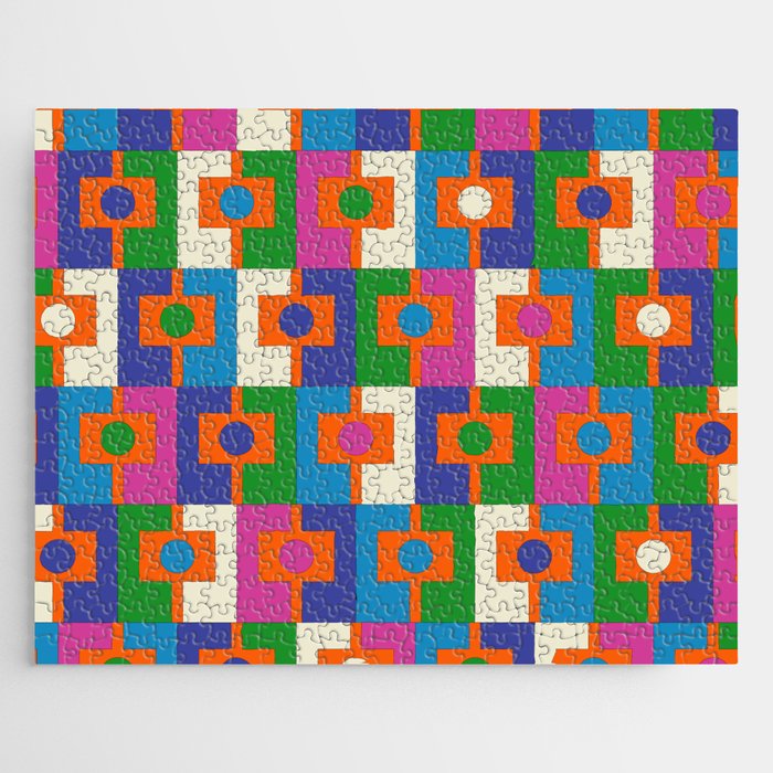 Colorful Retro Geometric Rektangel Vibrant Pop Pattern Jigsaw Puzzle Gallery Image 1