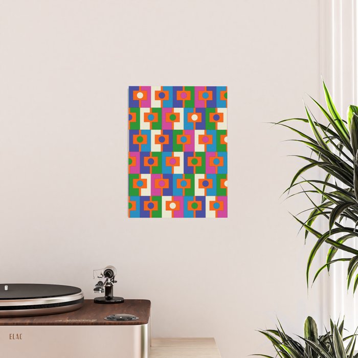 Colorful Retro Geometric Rektangel Vibrant Pop Pattern Poster Gallery Image 2