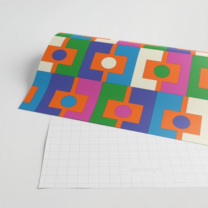 Colorful Retro Geometric Rektangel Vibrant Pop Pattern Wrapping Paper Gallery Image 2
