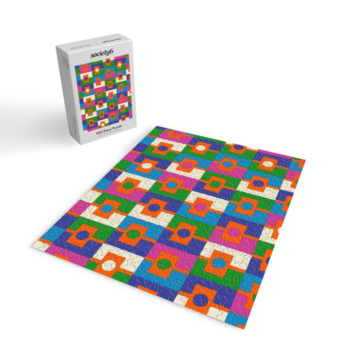 Colorful Retro Geometric Rektangel Vibrant Pop Pattern Jigsaw Puzzle Gallery Image 2