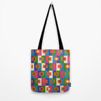 Colorful Retro Geometric Rektangel Vibrant Pop Pattern Tote Bag Gallery Image 2