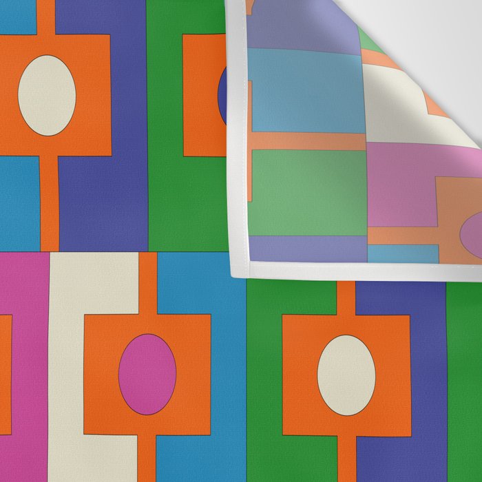 Colorful Retro Geometric Rektangel Vibrant Pop Pattern Wall Tapestry Gallery Image 3