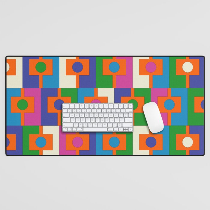 Colorful Retro Geometric Rektangel Vibrant Pop Pattern Desk Mat Gallery Image 1