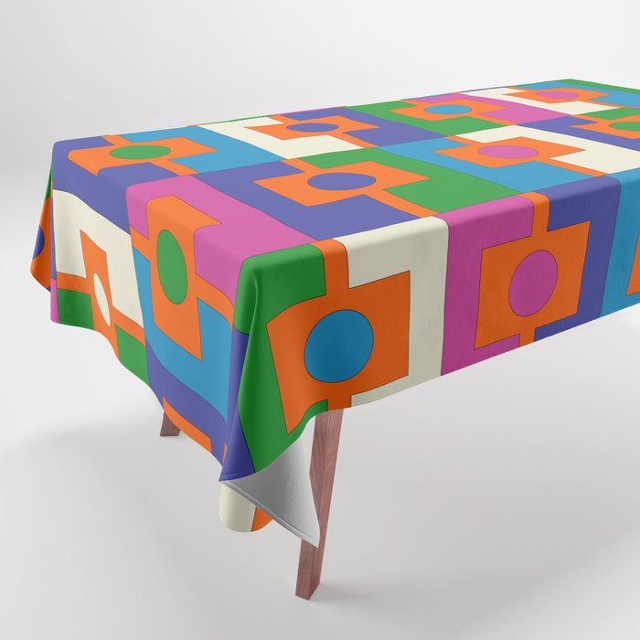 Colorful Retro Geometric Rektangel Vibrant Pop Pattern Tablecloth Gallery Image 1