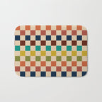 Mid Century Modern Checkerboard Stripes Check Pattern Bath Mat Gallery Image 1