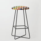 Mid Century Modern Checkerboard Stripes Check Pattern Stool Gallery Image 1