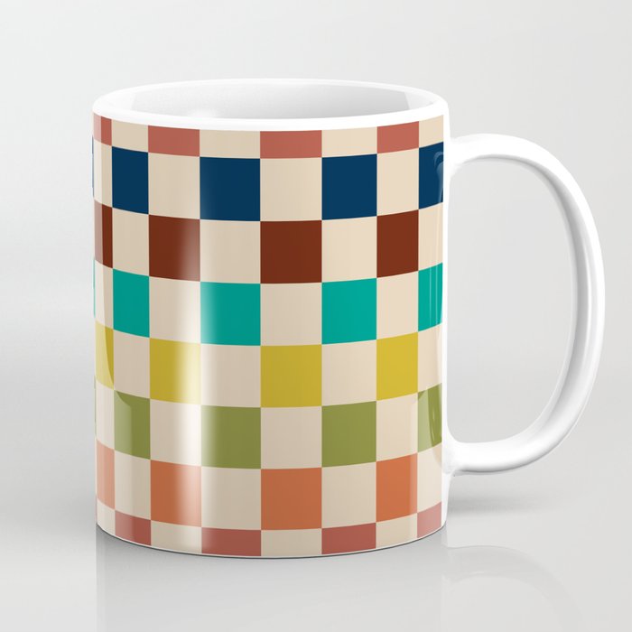 Mid Century Modern Checkerboard Stripes Check Pattern Coffee Mug Gallery Image 1