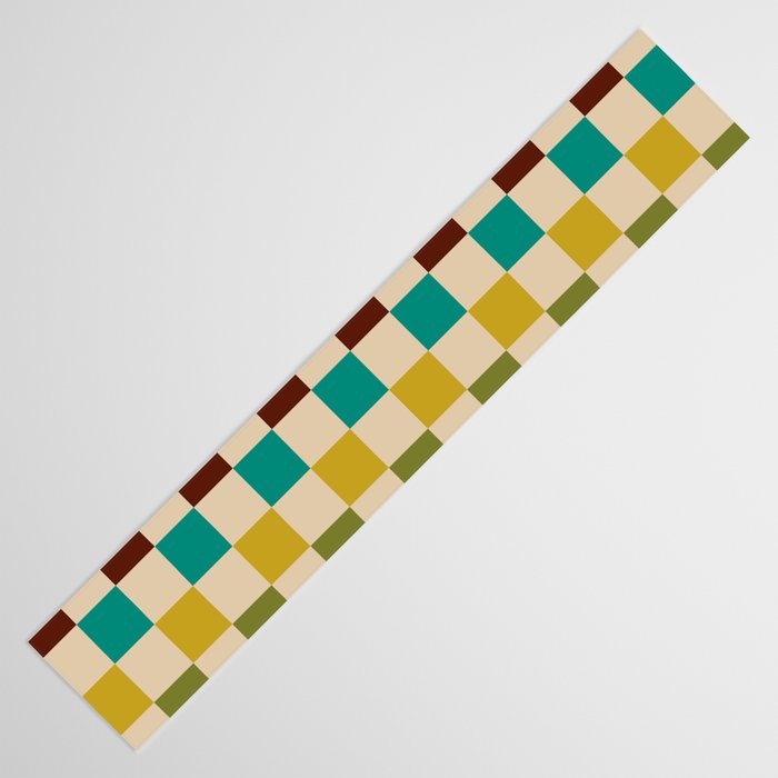 Mid Century Modern Checkerboard Stripes Check Pattern Table Runner Gallery Image 3