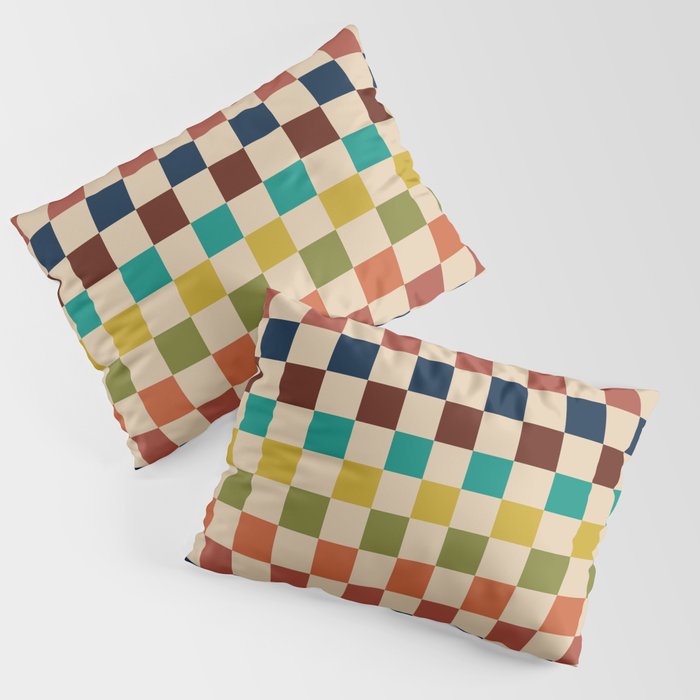 Mid Century Modern Checkerboard Stripes Check Pattern Pillow Sham Gallery Image 3