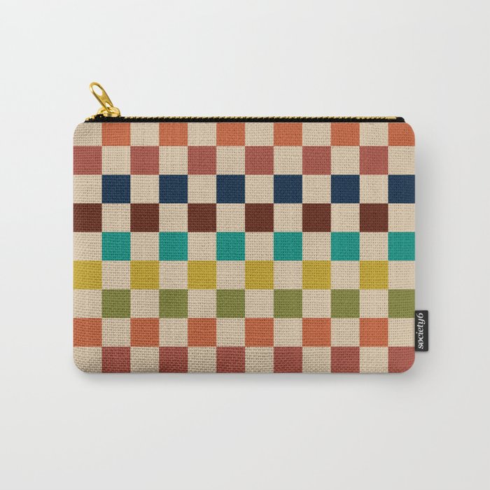 Mid Century Modern Checkerboard Stripes Check Pattern Carry All Pouch Gallery Image 1