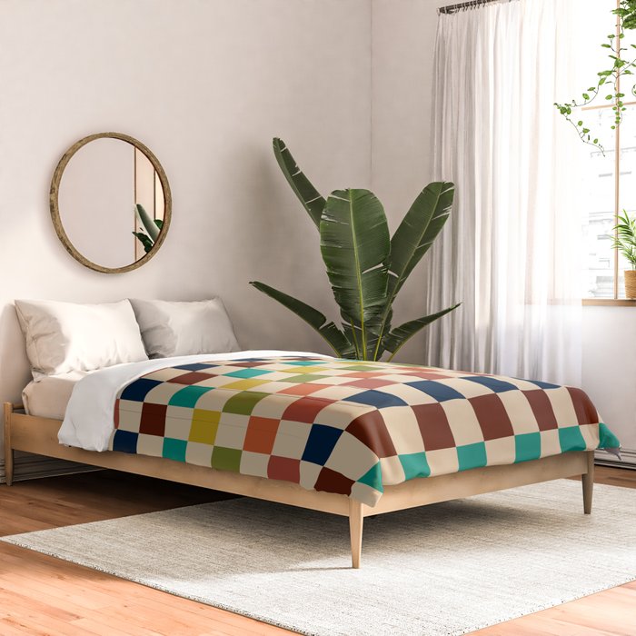 Mid Century Modern Checkerboard Stripes Check Pattern Comforter Gallery Image 2