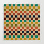 Mid Century Modern Checkerboard Stripes Check Pattern Wood Wall Art Gallery Image 1