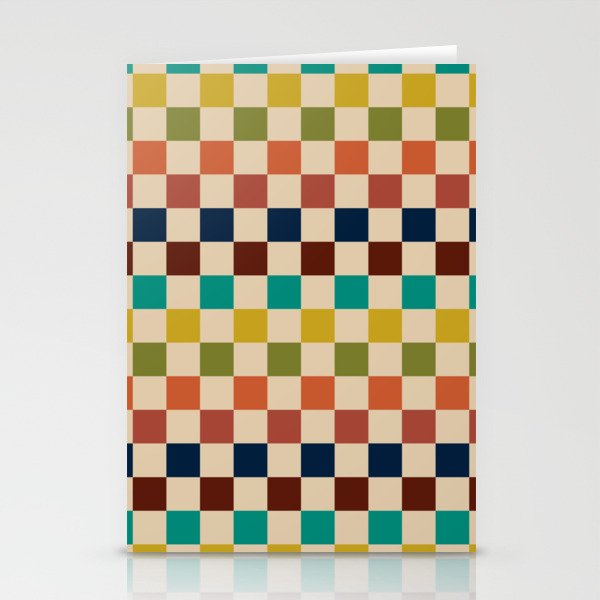 Mid Century Modern Checkerboard Stripes Check Pattern Stationery Card Gallery Image 2