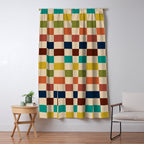 Mid Century Modern Checkerboard Stripes Check Pattern Window Curtain Gallery Image 5