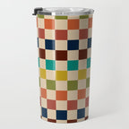 Mid Century Modern Checkerboard Stripes Check Pattern Travel Mug Gallery Image 3