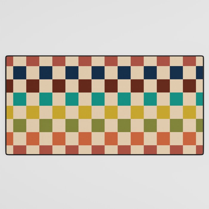 Mid Century Modern Checkerboard Stripes Check Pattern Desk Mat Gallery Image 3